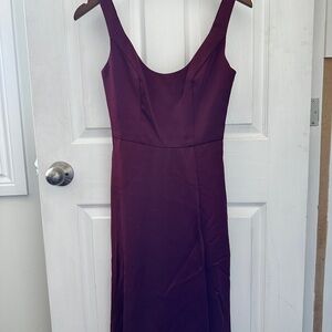 David’s bridal Crepe-Back Satin Scoop Tank Short Dress - : 0 - : Wine